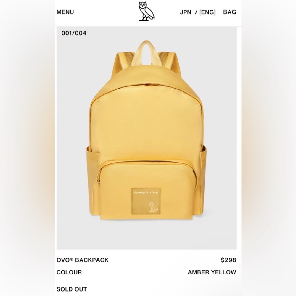 OVO Amber Yellow Backpack - Picture 4 of 12
